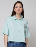 Details Short Sleeve T-Shirt With Collar-Placket And Front Chest Print