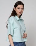 Details Short Sleeve T-Shirt With Collar-Placket And Front Chest Print