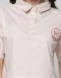 Details Short Sleeve T-Shirt With Collar-Placket And Front Chest Print