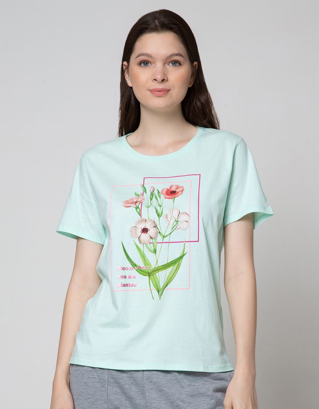 Details Short Sleeve T-Shirt Flower