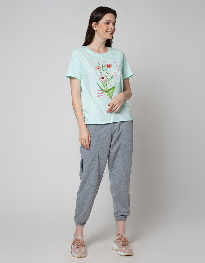 Details Short Sleeve T-Shirt Flower