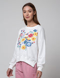 Details Sweatshirt With Floral Cross Stitch Embroidery