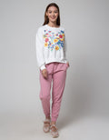 Details Sweatshirt With Floral Cross Stitch Embroidery