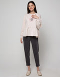 Details Sweatshirt With Cut And Sewn-Gathering At Waist