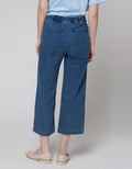 Details Fake Buttons And Diagonal Straight Pocket Women's Denim Culottes