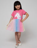 Little M Short Sleeve Midi Dress Unicorn Tile Warna