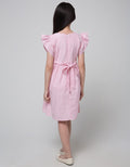 Kidz Too Short Sleeve Midi Dress Embroidered Cat Pouch