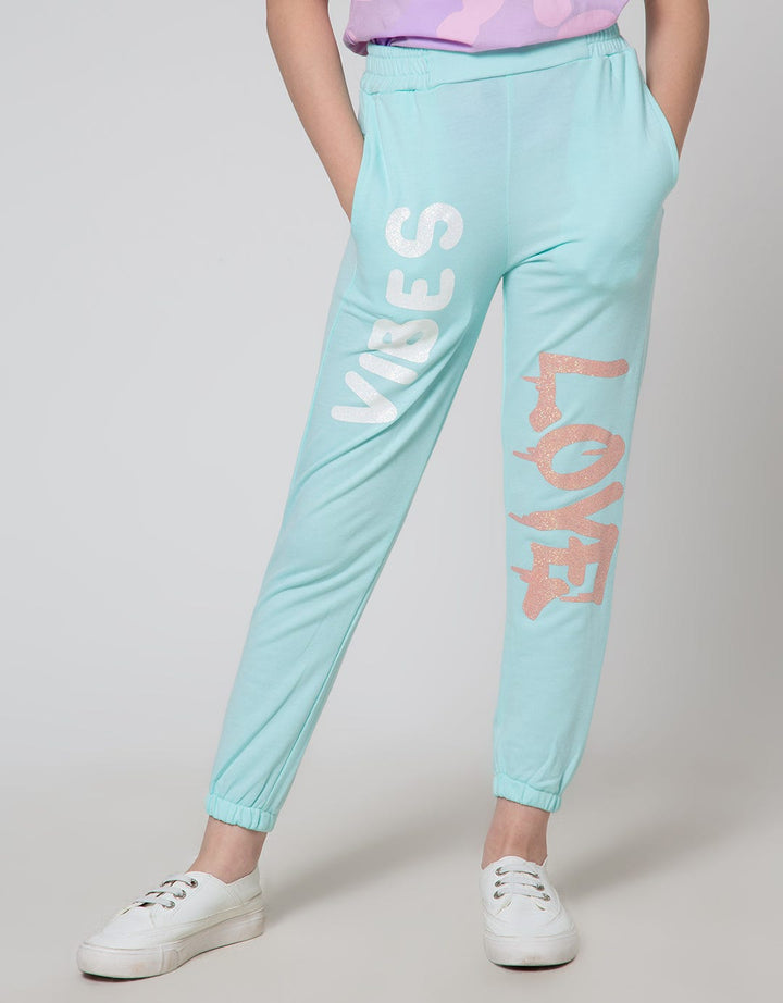 Nevada Jogger Pants Knit Big Print Love Vibes