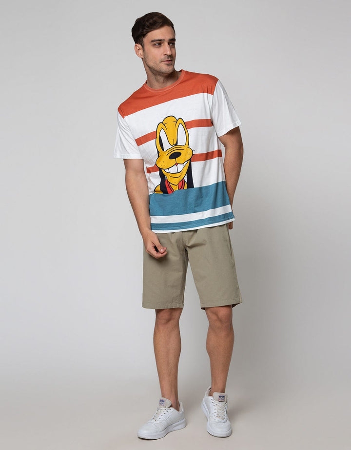 Disney Striped Pluto Lengan Pendek Kaos