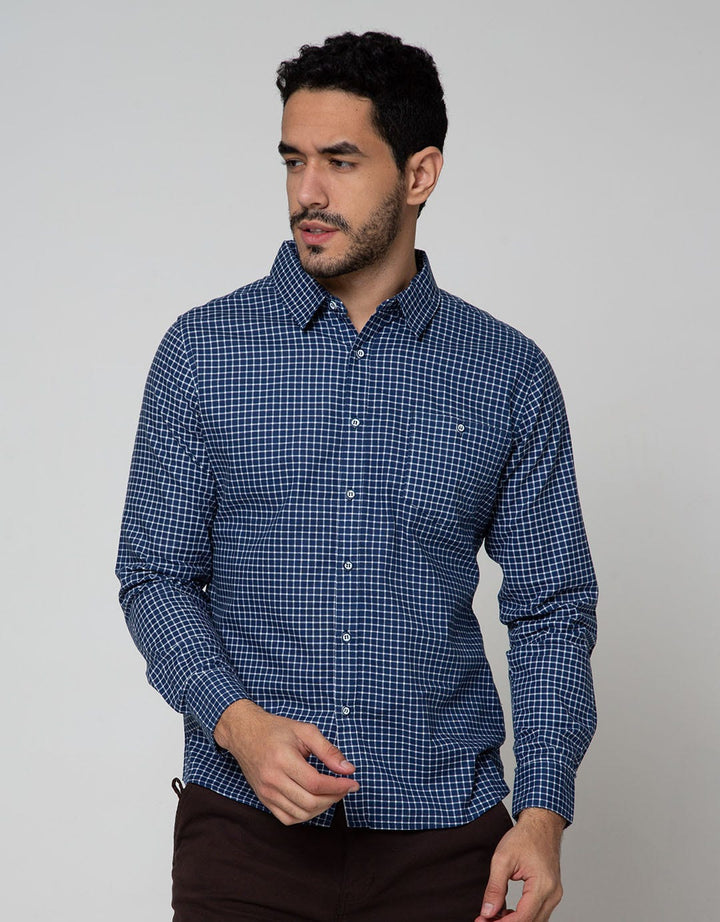 Details Long Sleeve Shirt Print Check Cotton Slub