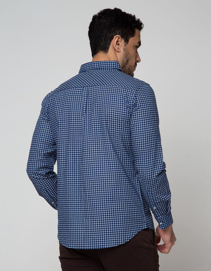 Details Long Sleeve Shirt Print Check Cotton Slub