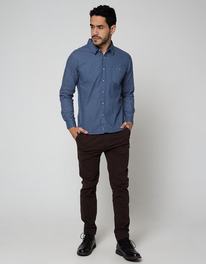 Details Long Sleeve Shirt Print Check Cotton Slub