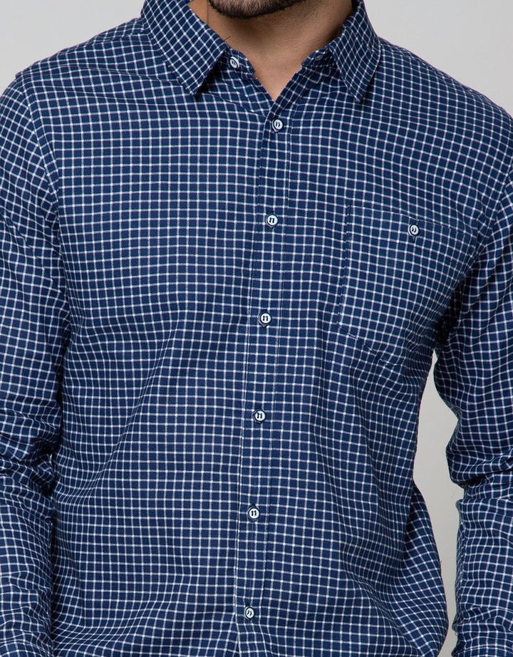 Details Long Sleeve Shirt Print Check Cotton Slub