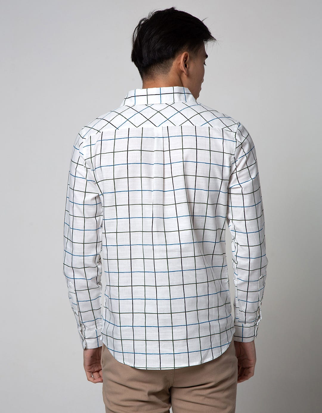 Details Long Sleeve Shirt Print Check Cotton Slub