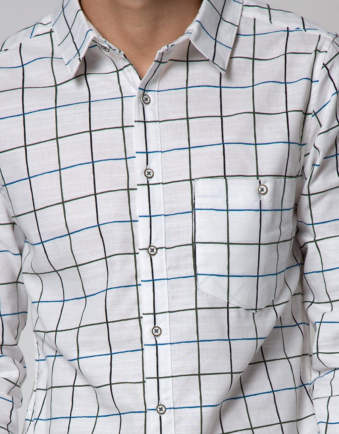 Details Long Sleeve Shirt Print Check Cotton Slub