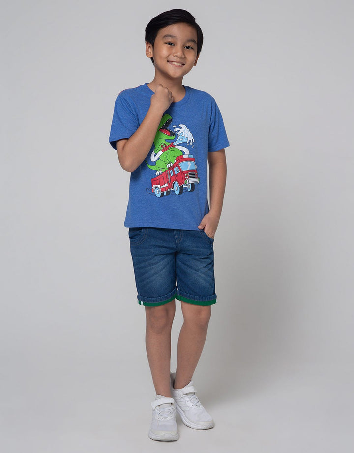 Little M Short Sleeve Dino Fireman T-Shirt