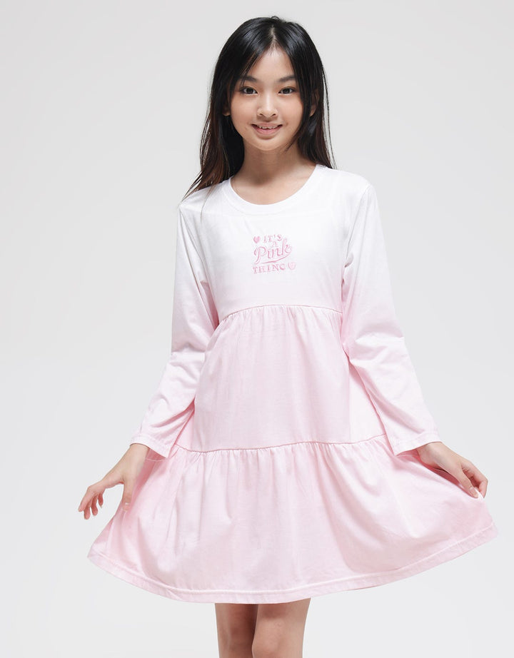 Nevada Long Sleeve Midi Dress Daily Dip Dye Pink Thing