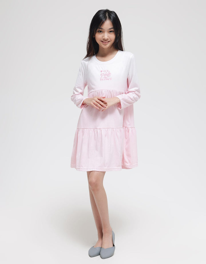 Nevada Long Sleeve Midi Dress Daily Dip Dye Pink Thing