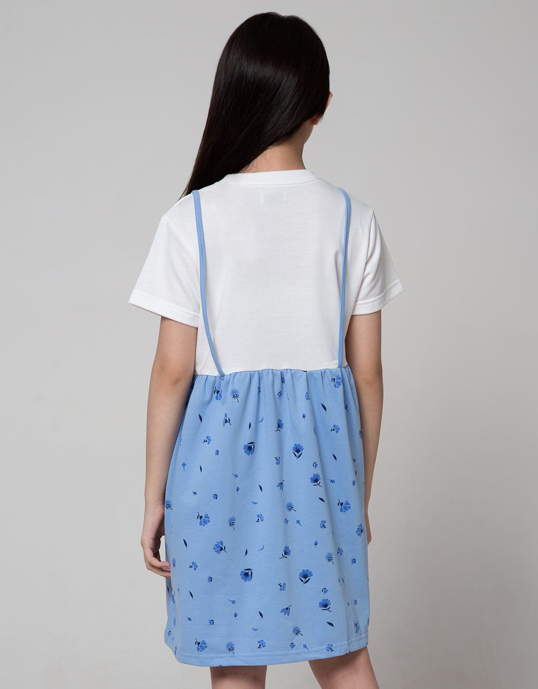 Nevada Short Sleeve Midi Dress Mock Up 2 Layers Print Bunga