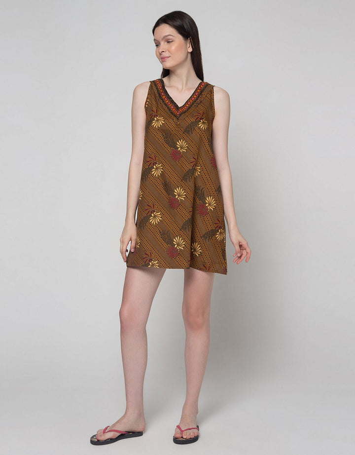 Cynthia V Neck Sleeveless Batik Dress