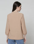 St. Yves Linen V Neck Blouse Wanita