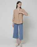 St. Yves Linen V Neck Blouse Wanita