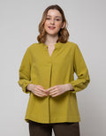 St. Yves Linen V Neck Blouse Wanita