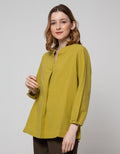 St. Yves Linen V Neck Blouse Wanita