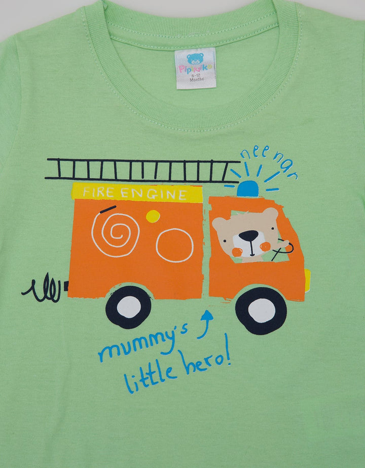 Pipiniko Short Sleeve T-Shirt Bear Fire Car