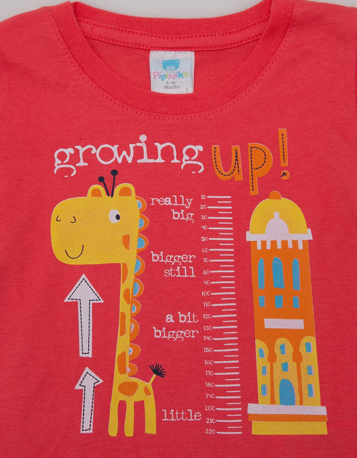 Pipiniko Short Sleeve T-Shirt Girraffe Growing Up