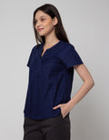 Connexion Short Sleeve Blouse With Lace Insert Puff Sleeve