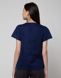 Connexion Short Sleeve Blouse With Lace Insert Puff Sleeve