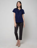 Connexion Short Sleeve Blouse With Lace Insert Puff Sleeve