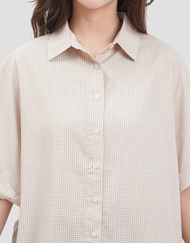 Connexion Dolman Loose Gingham Kemeja Wanita