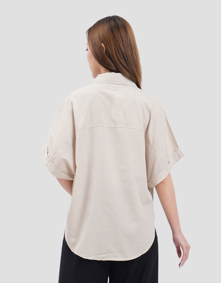 Connexion Dolman Loose Gingham Kemeja Wanita