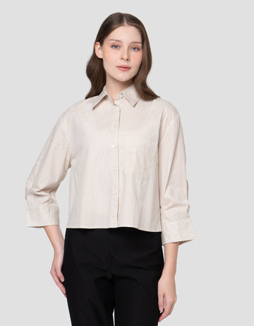 CONNEXION BUTTONED SLEEVE KEMEJA CROP WANITA