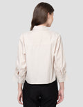 CONNEXION BUTTONED SLEEVE KEMEJA CROP WANITA
