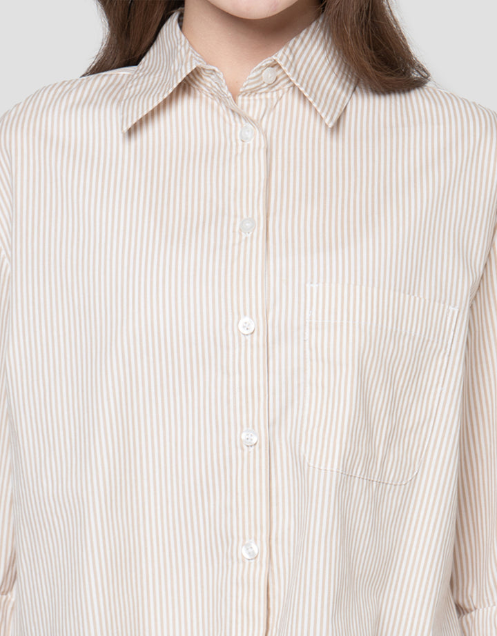 CONNEXION BUTTONED SLEEVE KEMEJA CROP WANITA