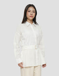 CONNEXION LOOSE FIT WITH BELT METAL BUCKLE KEMEJA WANITA