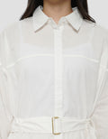 CONNEXION LOOSE FIT WITH BELT METAL BUCKLE KEMEJA WANITA