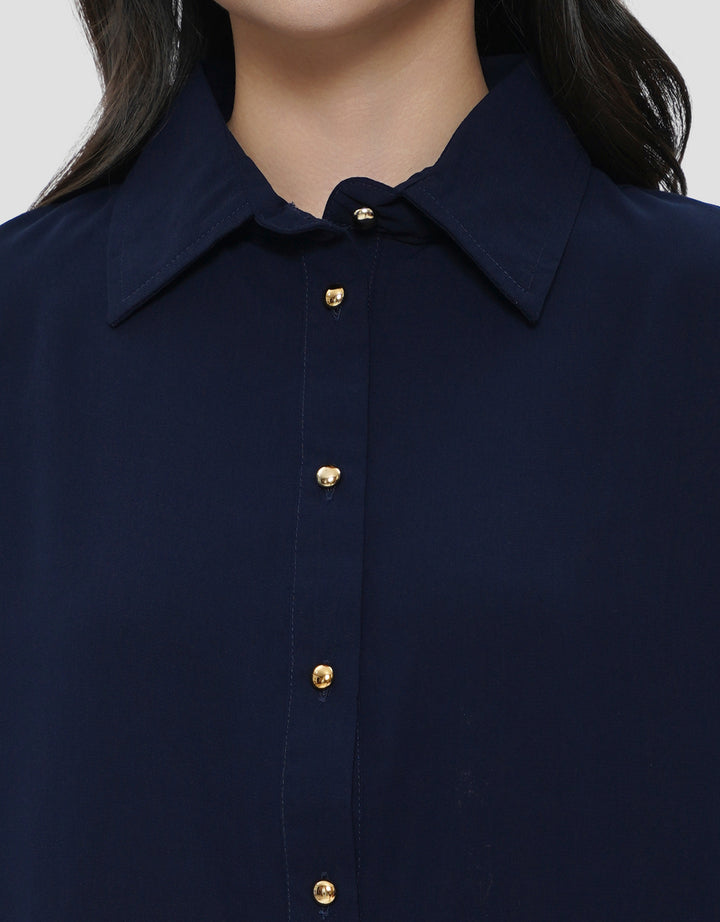 CONNEXION METAL BUTTON WIDE CUFF KEMEJA WANITA