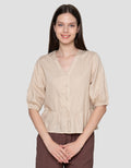 Connexion Sleve With Button 3/4 Blouse Wanita