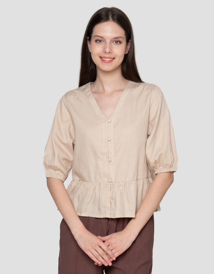 Connexion Sleve With Button 3/4 Blouse Wanita