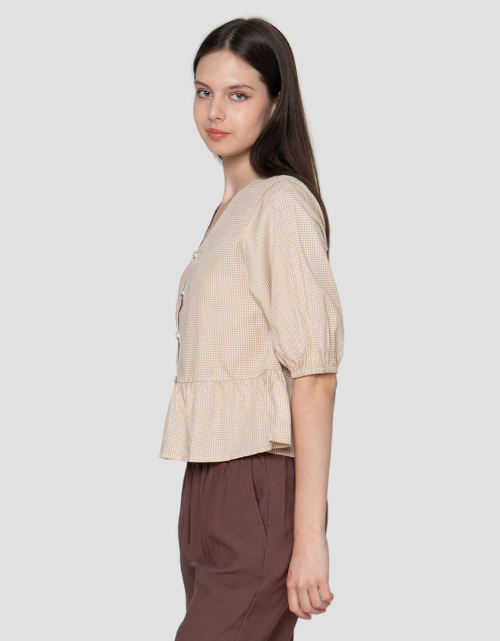 Connexion Sleve With Button 3/4 Blouse Wanita