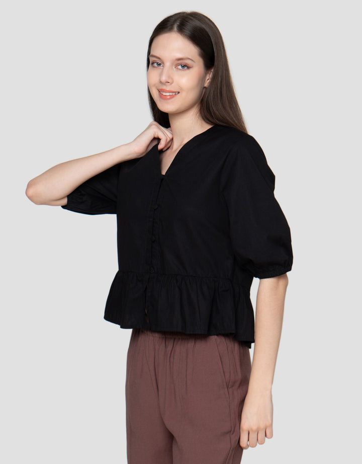 Connexion Sleve With Button 3/4 Blouse Wanita