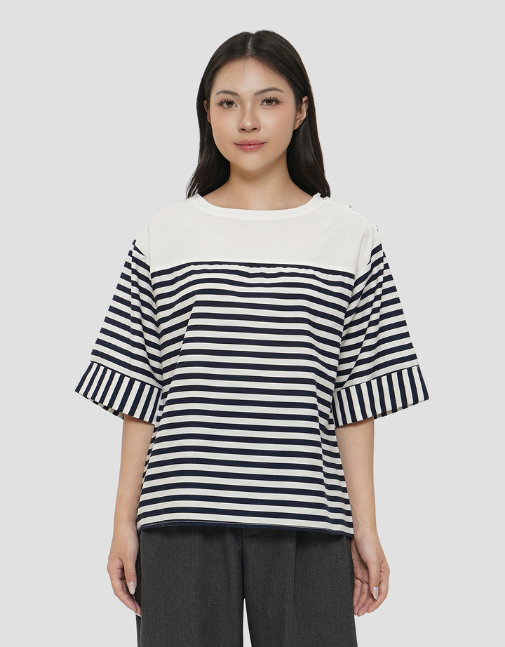 CONNEXION SHOULDER BUTTONS BLOUSE WANITA