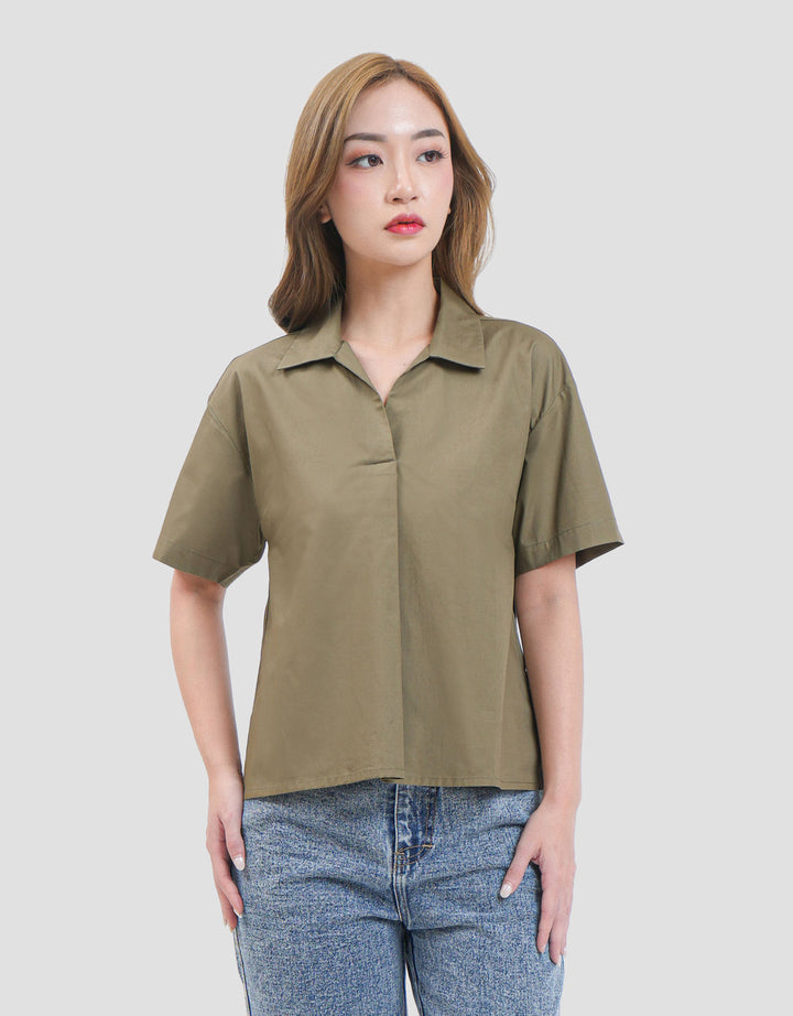 MxM Stripes Kemeja Lengan Pendek Wanita