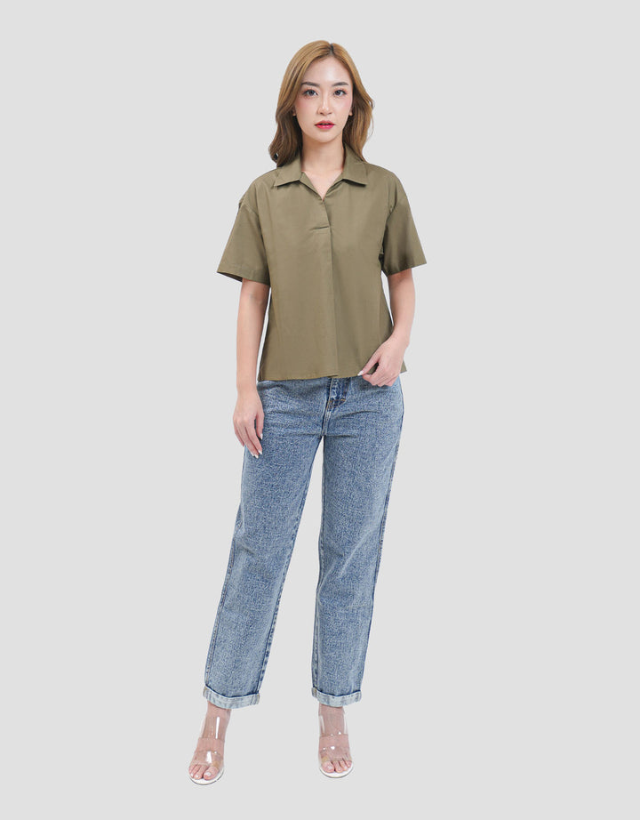 MxM Stripes Kemeja Lengan Pendek Wanita