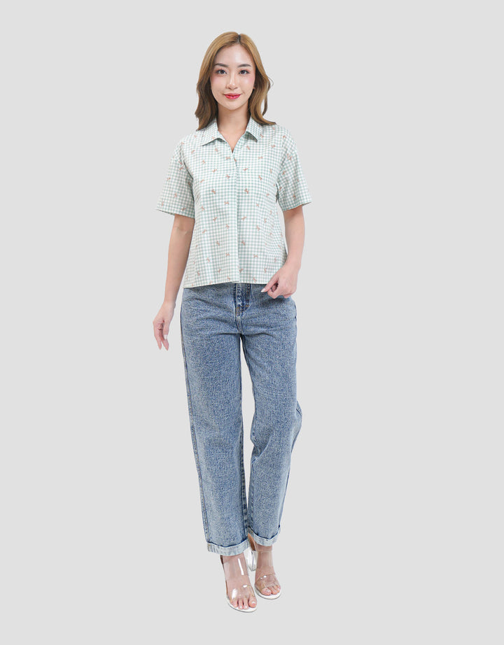 MxM Stripes Kemeja Lengan Pendek Wanita