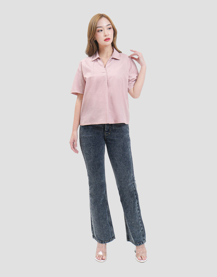 MxM Stripes Kemeja Lengan Pendek Wanita